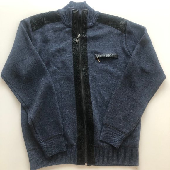 LEONARDO GAVINO Full zipper blue sweater - Picture 1 of 10